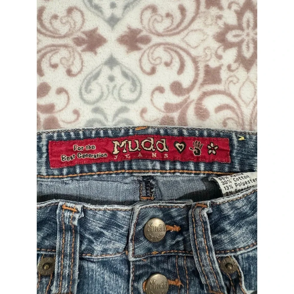 Vintage Mudd Flare Jeans Medium Wash Button Fly Side Slit Y2K Denim Size 10 Reg